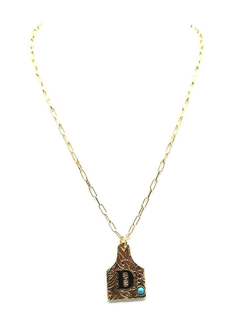 Western Cattle Tag Initial Necklace