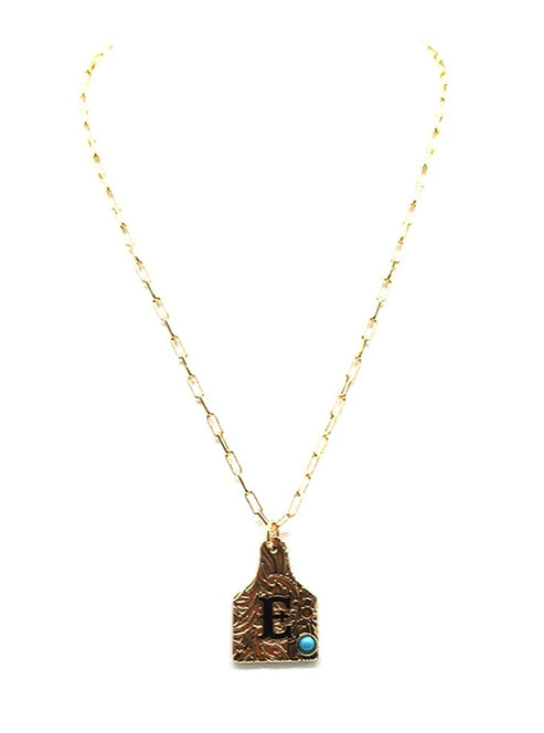 Western Cattle Tag Initial Necklace