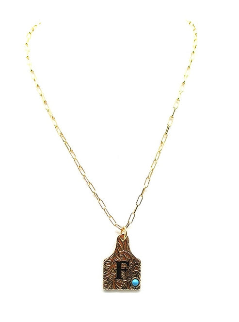 Western Cattle Tag Initial Necklace
