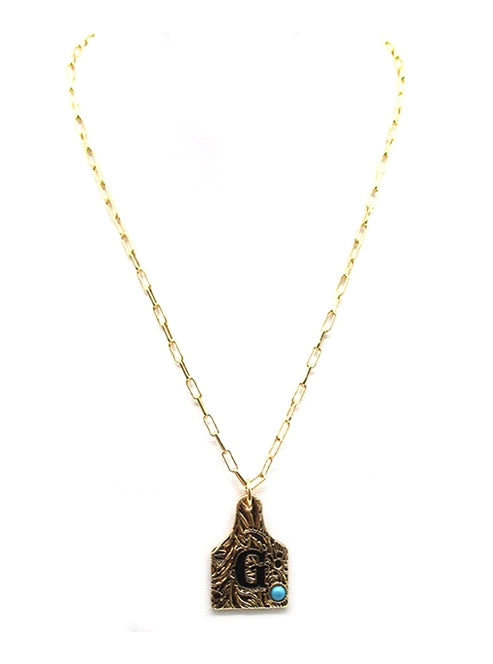 Western Cattle Tag Initial Necklace