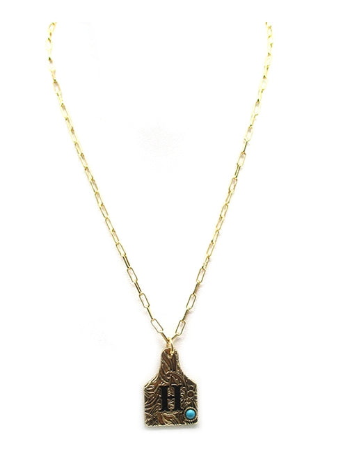 Western Cattle Tag Initial Necklace