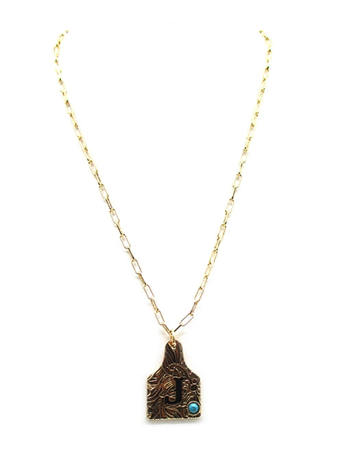 Western Cattle Tag Initial Necklace