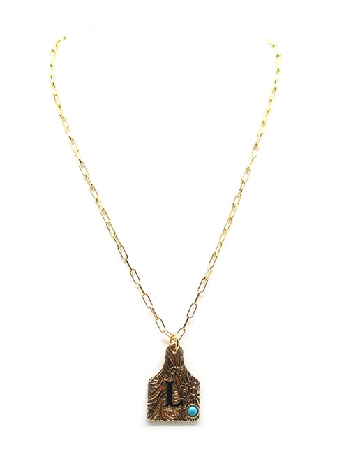 Western Cattle Tag Initial Necklace