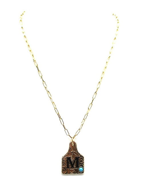 Western Cattle Tag Initial Necklace