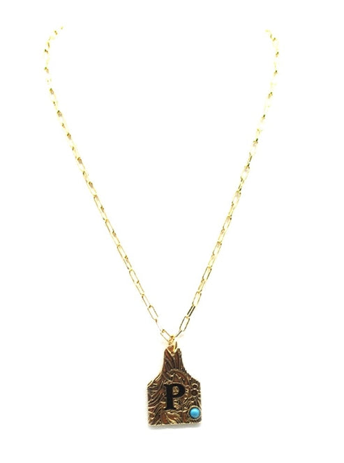 Western Cattle Tag Initial Necklace
