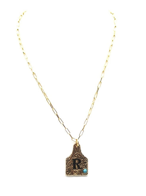 Western Cattle Tag Initial Necklace