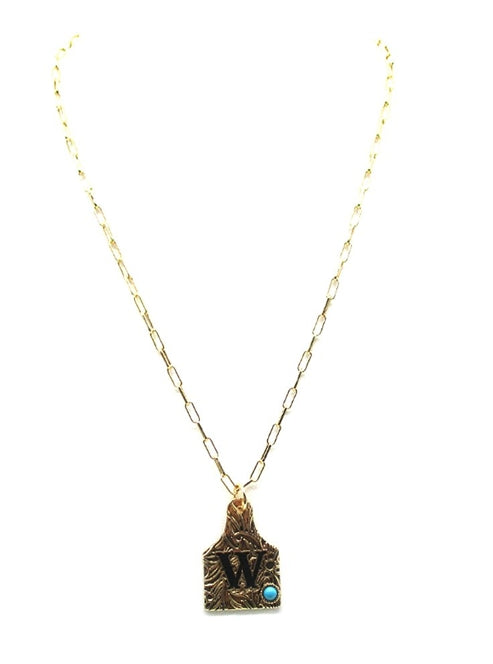 Western Cattle Tag Initial Necklace
