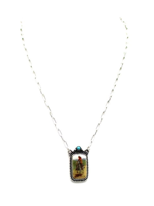 Western Portrait Pendant Necklace