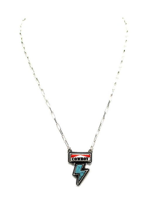 Western Turquoise Lighting Cowboy Pendant Necklace