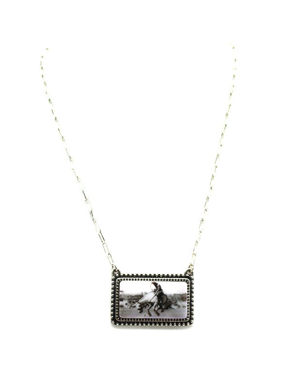 Western Portrait Pendant Necklace