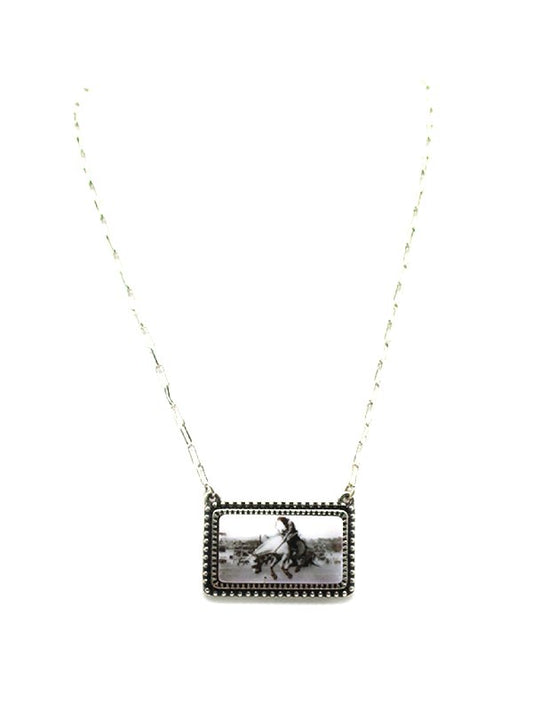 Western Portrait Pendant Necklace