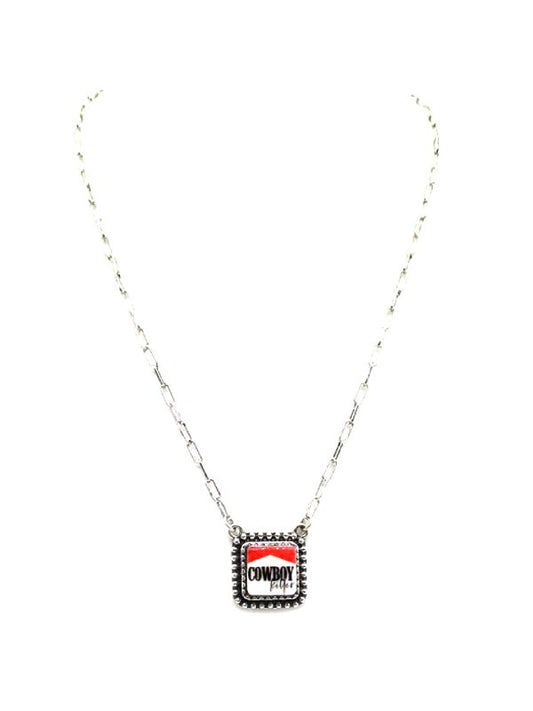 Western Square Cowboy Killer Pendant Necklace