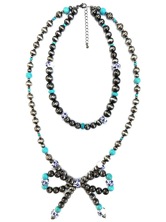 Western Ribbon Navajo Ceramic Pearl Necklace