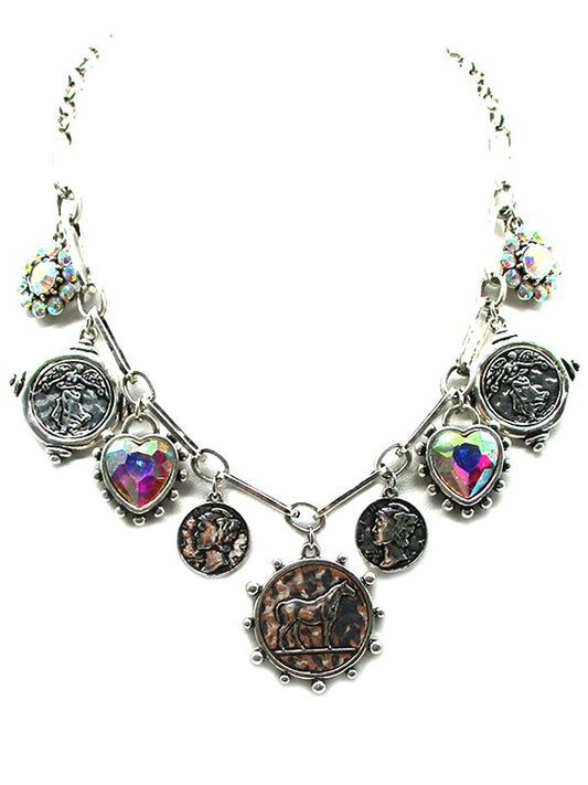 Western Horse Coin Charm Necklace