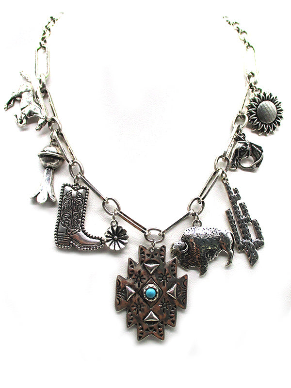 Western Concho Charm Necklace