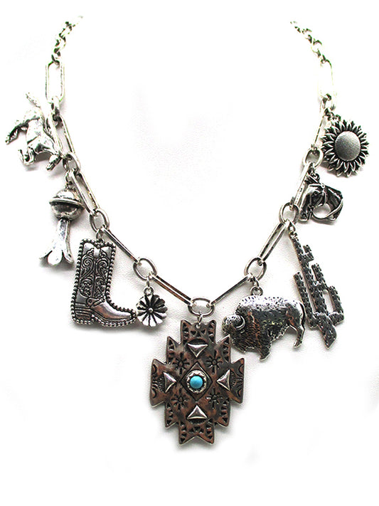 Western Concho Charm Necklace