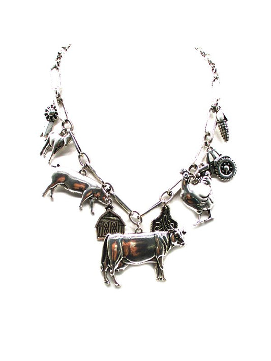 Western Farm Theme Charm Necklace