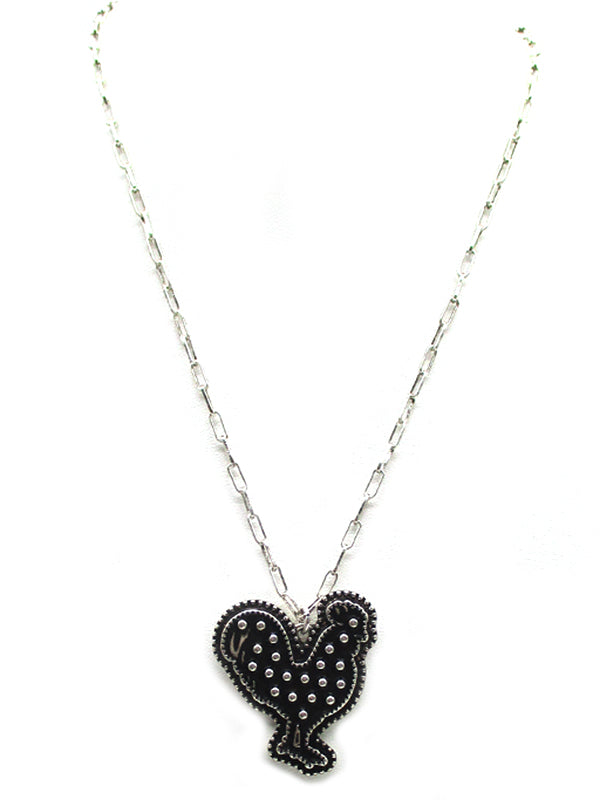 Western Dot Bubble Rooster Necklace