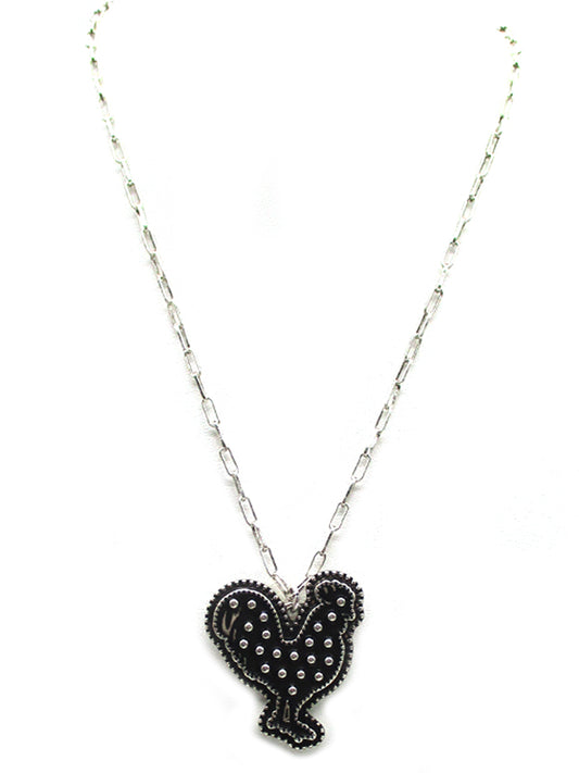 Western Dot Bubble Rooster Necklace
