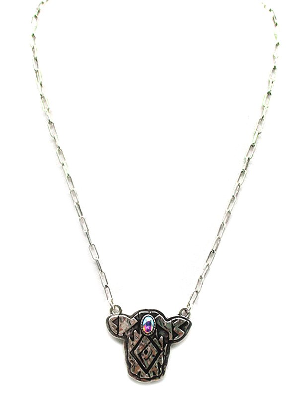 Western Tribe Cow Head Necklace