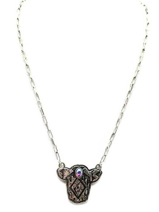 Western Tribe Cow Head Necklace