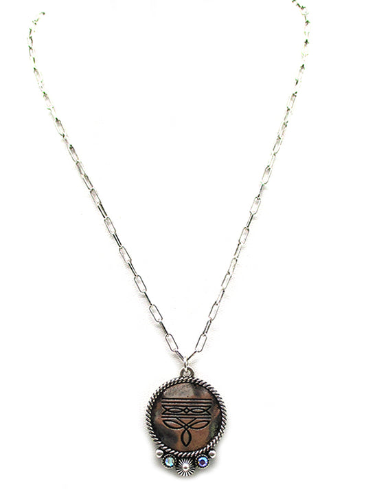 Western Boot Stitch Round Necklace