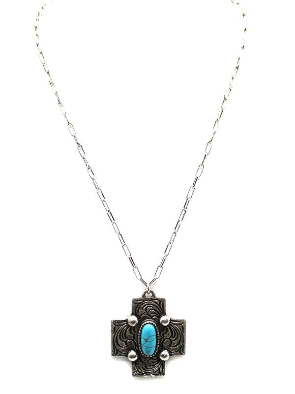 Western Cross Turquoise Necklace