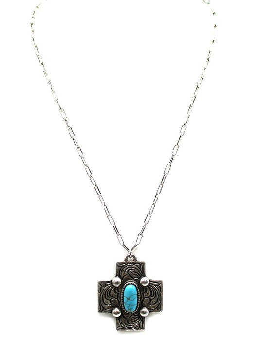 Western Cross Turquoise Necklace