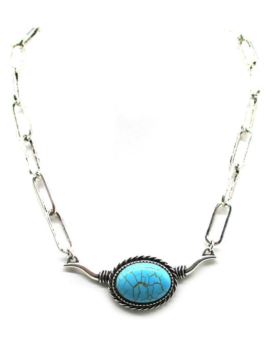 Western Horn Turquoise Necklace