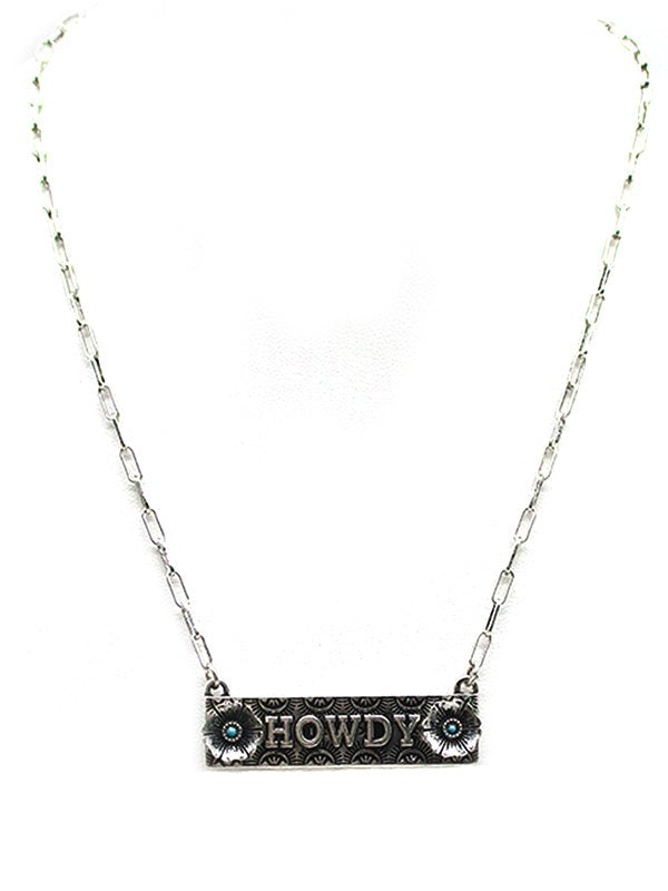 Western Howdy Flower Bar Necklace