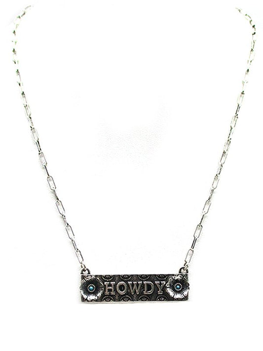 Western Howdy Flower Bar Necklace
