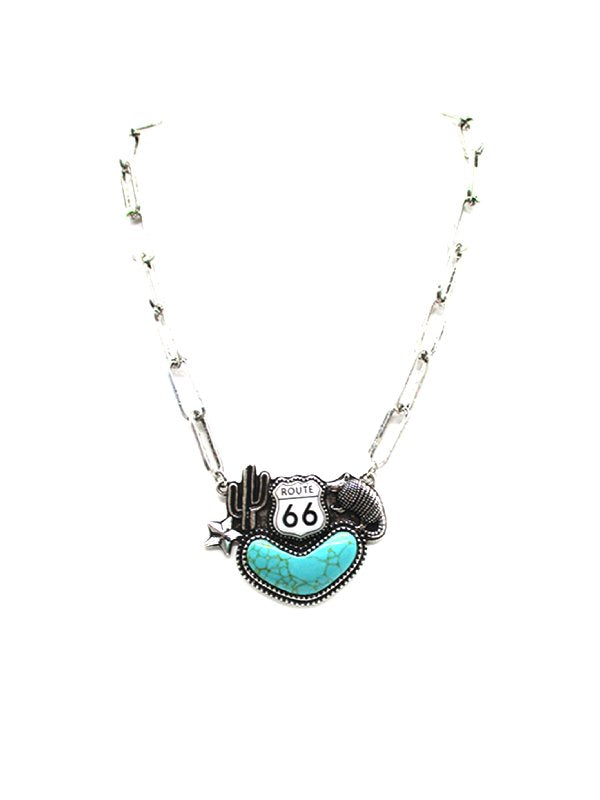 Western Route 66 Turquoise Necklace