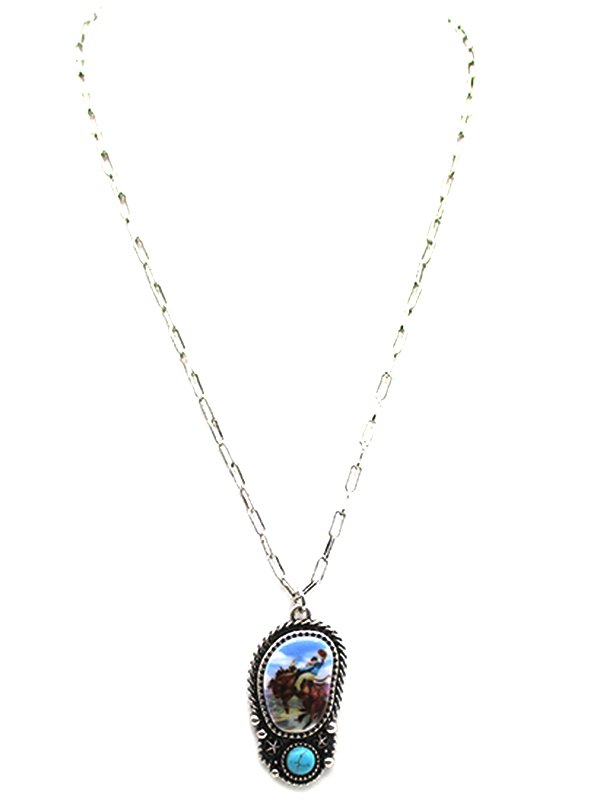 Western Horse Riding Turquoise Necklace