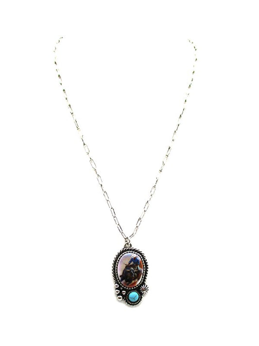 Western Portrait Pendant Necklace