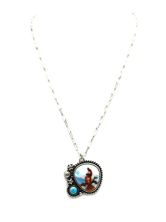 Western Portrait Pendant Necklace