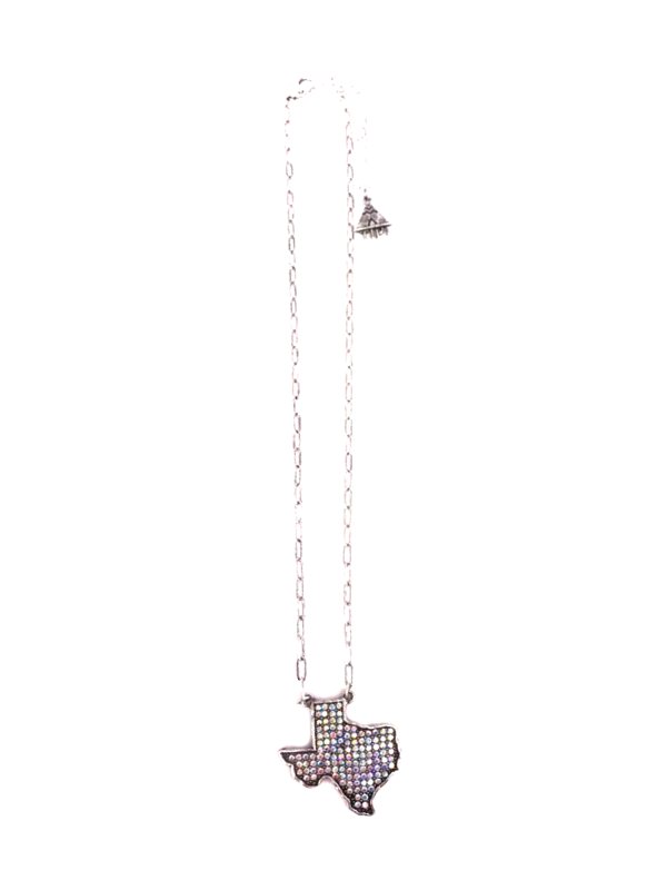 Western AB Stone Texas Map Necklace