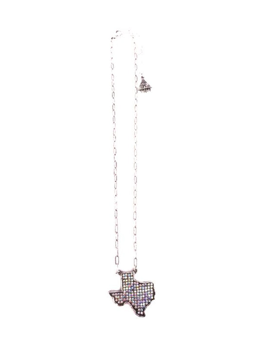 Western AB Stone Texas Map Necklace