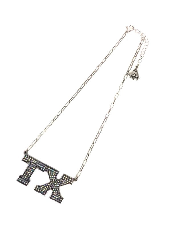 Western AB Stone TX Letter Necklace