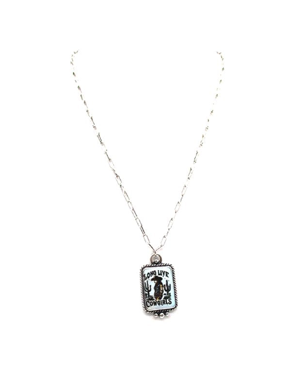 Western Theme Print Pendant Necklace