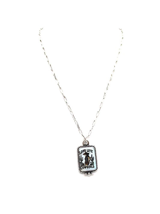 Western Theme Print Pendant Necklace