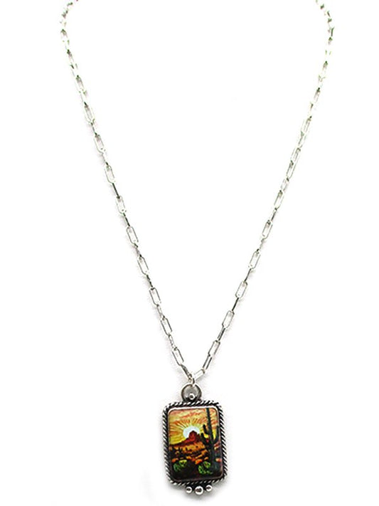Western Background Print Necklace