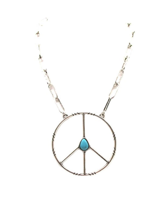 Western Large Peace Sign Necklace