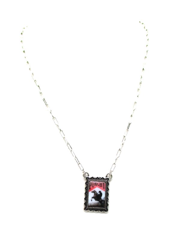 Western Theme Portrait Pendant Necklace