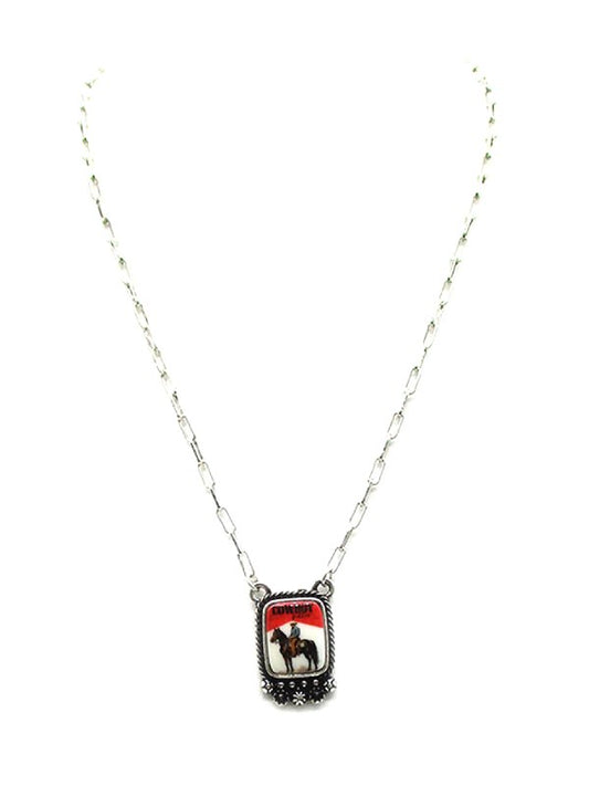 Western Theme Portrait Pendant Necklace