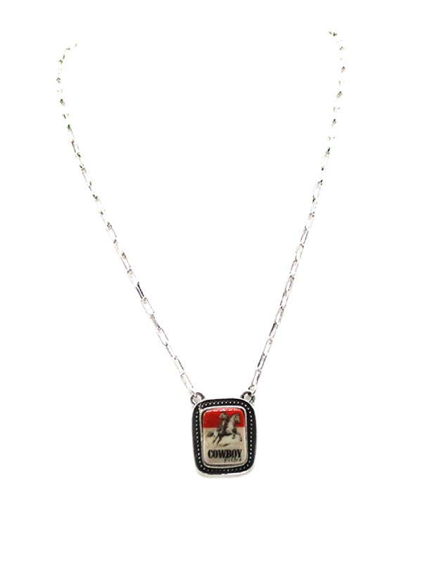 Western Theme Portrait Pendant Necklace