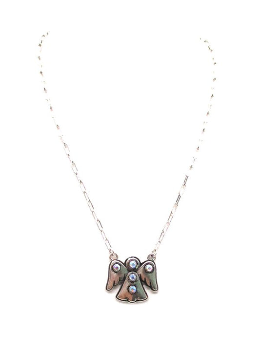 AB Stone Angel Pendant Necklace