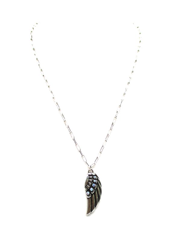 AB Stone Feather Pendant Necklace