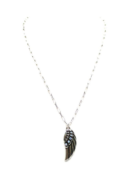 AB Stone Feather Pendant Necklace