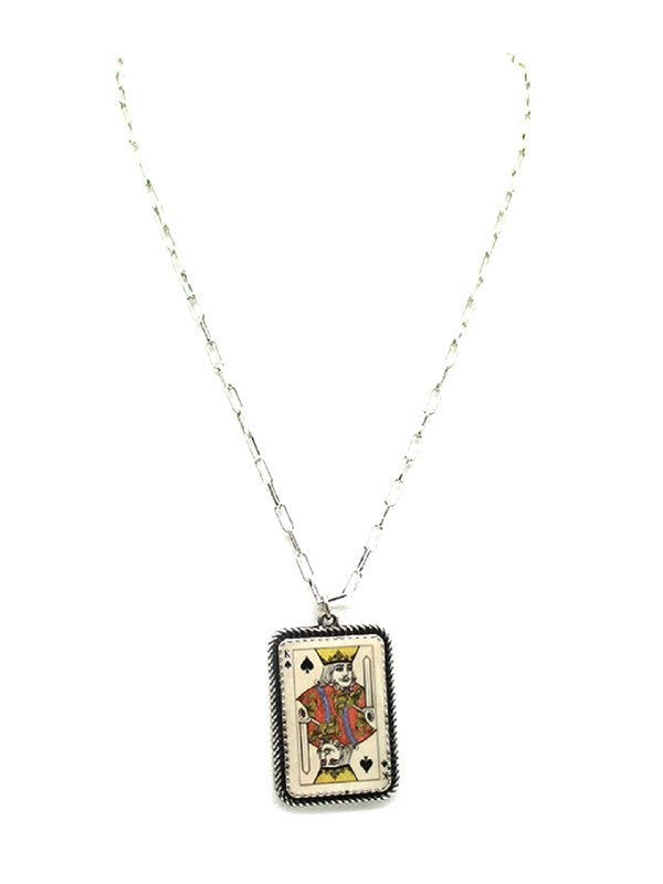 Western Vintage Spade King card Pendant Necklace