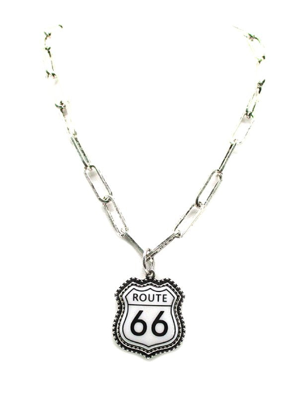 Western Route 66 Pendant Necklace